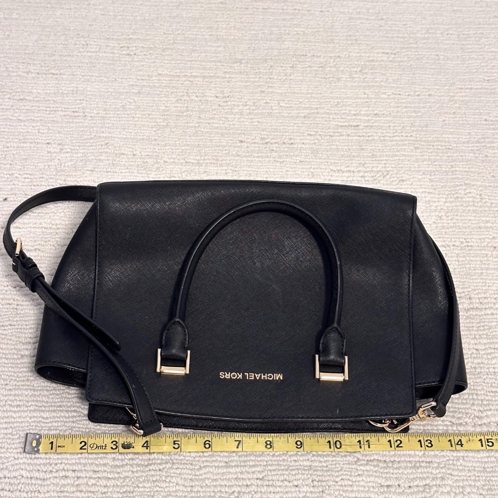 MICHAEL KORS Selma Women’s Black Satchel Crossbody Saffiano Leather Elegant - Picture 12 of 13